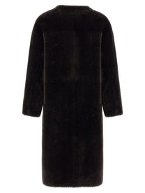 BLANCHA Long Fur Coat Brown