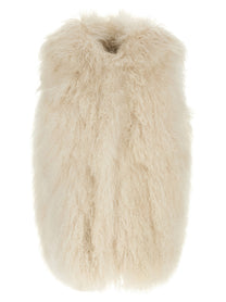 Yves Salomon Long Haired Vest White