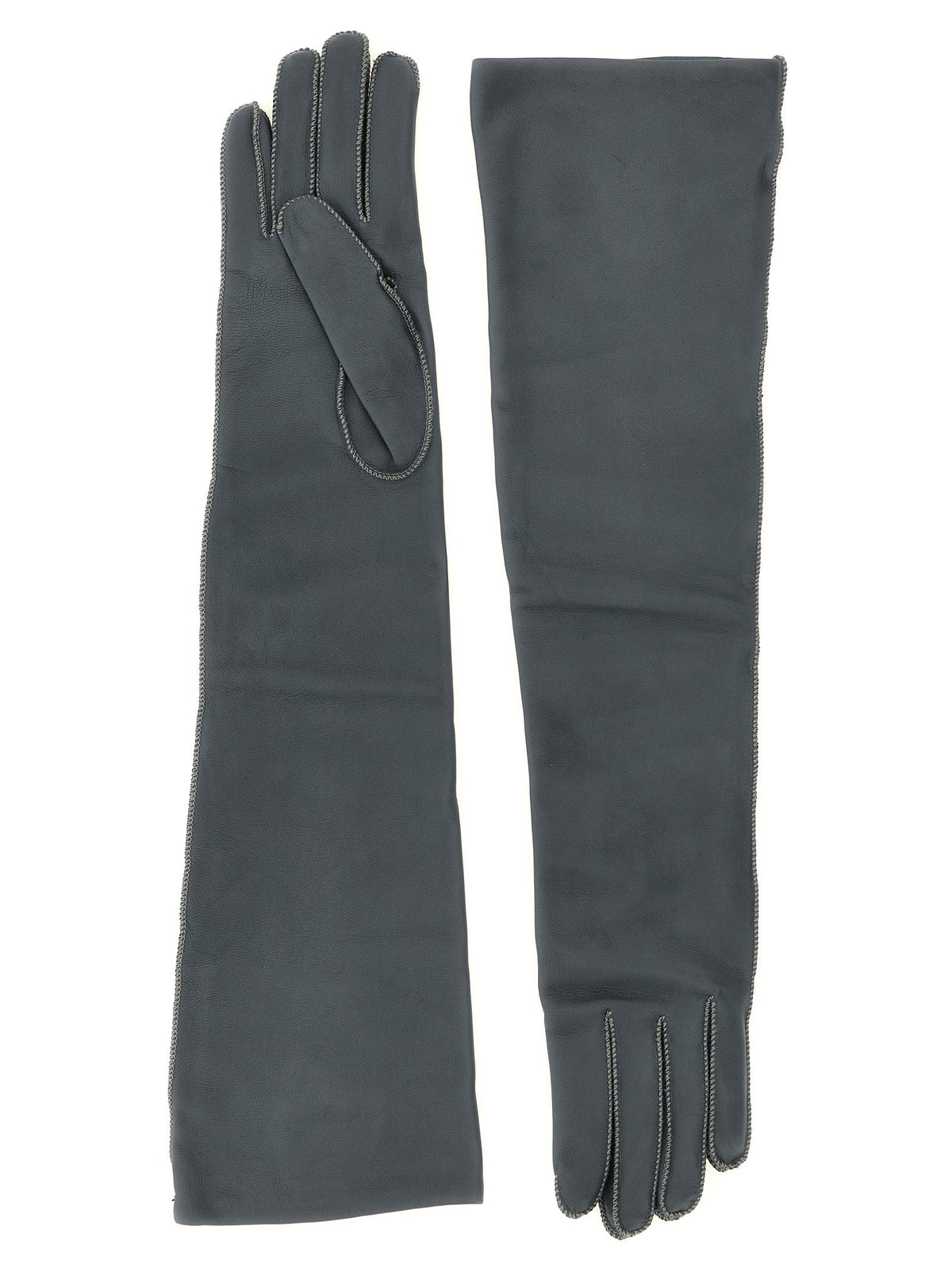 Agnona Long Leather Gloves Grey