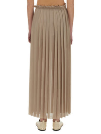 Ami Paris Women's Long Pleated Skirt Beige