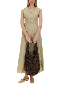 Alysi Women's Long Poplin Dress Green