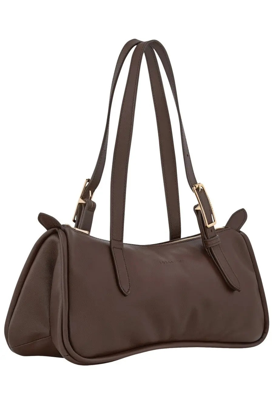 Longchamp women’s bag looong brown a sleek chocolate-brown leather handbag with dual straps and gold hardware accents