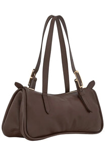 Longchamp women’s bag looong brown a sleek chocolate-brown leather handbag with dual straps and gold hardware accents