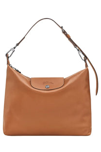 Longchamp women’s borsa hobo le pliage xtra beige tan leather bag with sleek minimalist design and signature flap closure