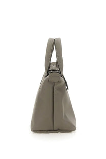 Longchamp women’s borsa le pliage energy mini beige gray leather tote bag with structured design and top handles