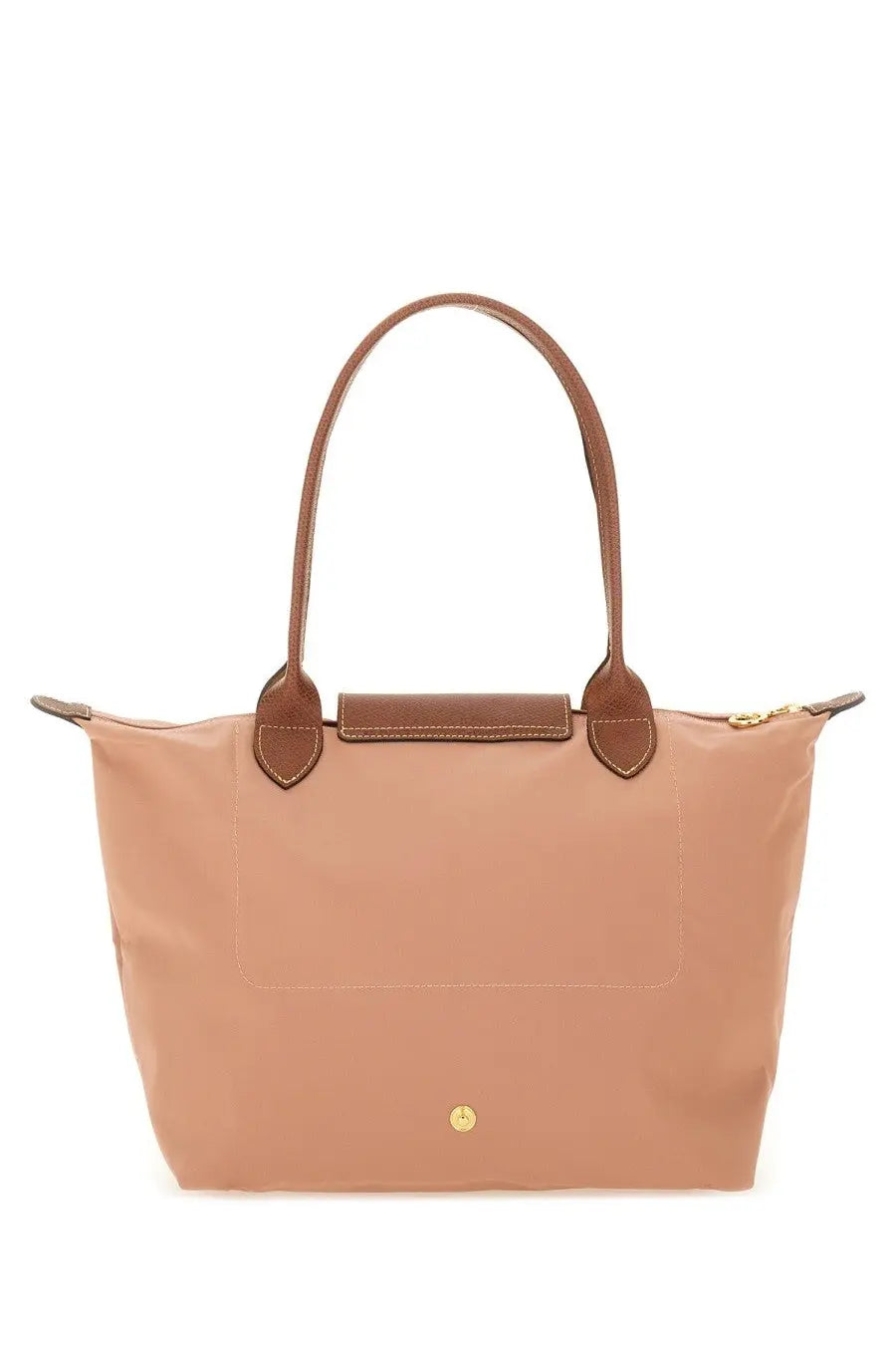Beige Longchamp le pliage tote bag with brown leather handles and trim in Longchamp Women’s Borsa LE Pliage Medium Blue product