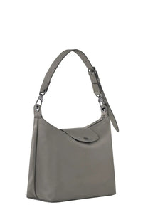 Longchamp women’s borsa spalla le pliage xtra medium beige handbag with gray smooth leather-like material and minimalist design