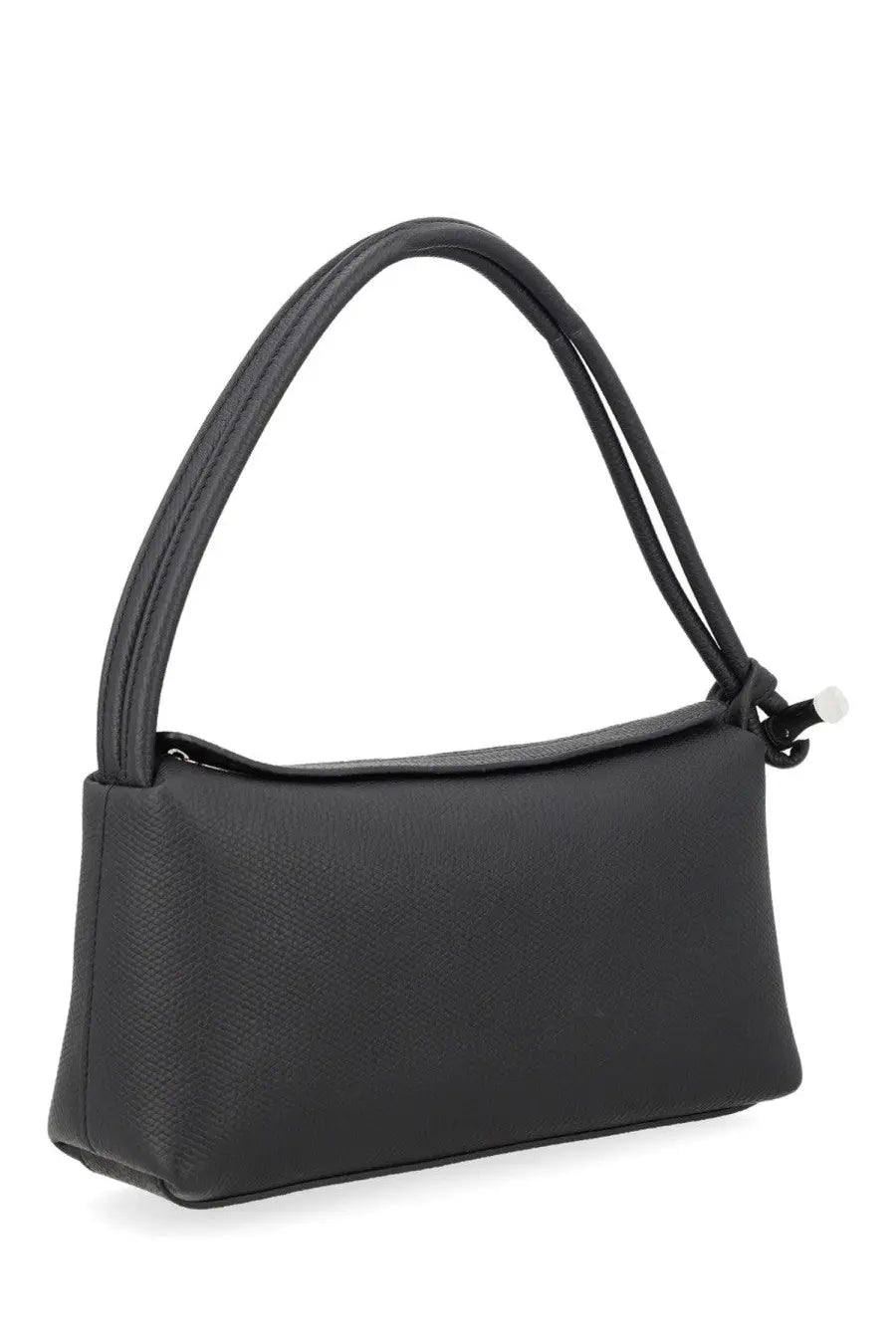 Longchamp women’s borsa spalla roseau black shoulder bag in black textured leather with a sleek minimalist design and curved handle