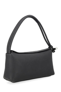 Longchamp women’s borsa spalla roseau black shoulder bag in black textured leather with a sleek minimalist design and curved handle