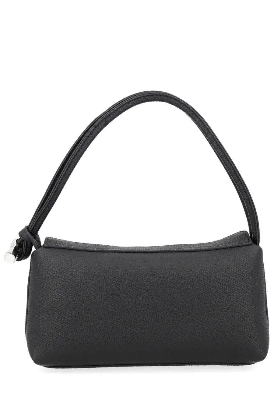 Longchamp women’s borsa spalla roseau black textured leather shoulder bag with sleek minimalist design and curved handle