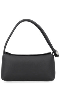 Longchamp women’s borsa spalla roseau black textured leather shoulder bag with sleek minimalist design and silver clasp