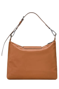 Longchamp women’s hobo le pliage xtra tan leather shoulder bag with sleek minimalist design and silver hardware