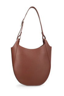 Longchamp women’s le foulonné large brown hobo bag in medium-brown leather with smooth texture and minimalist design