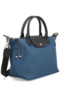Longchamp women’s le pliage energy small handbag in blue with black leather handles and trim