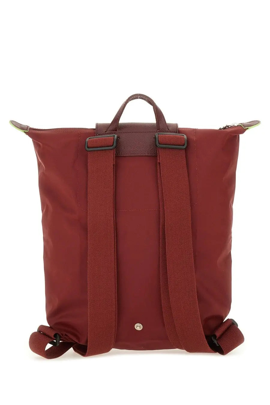 Longchamp women’s le pliage backpack in burgundy with structured design adjustable straps and top handle