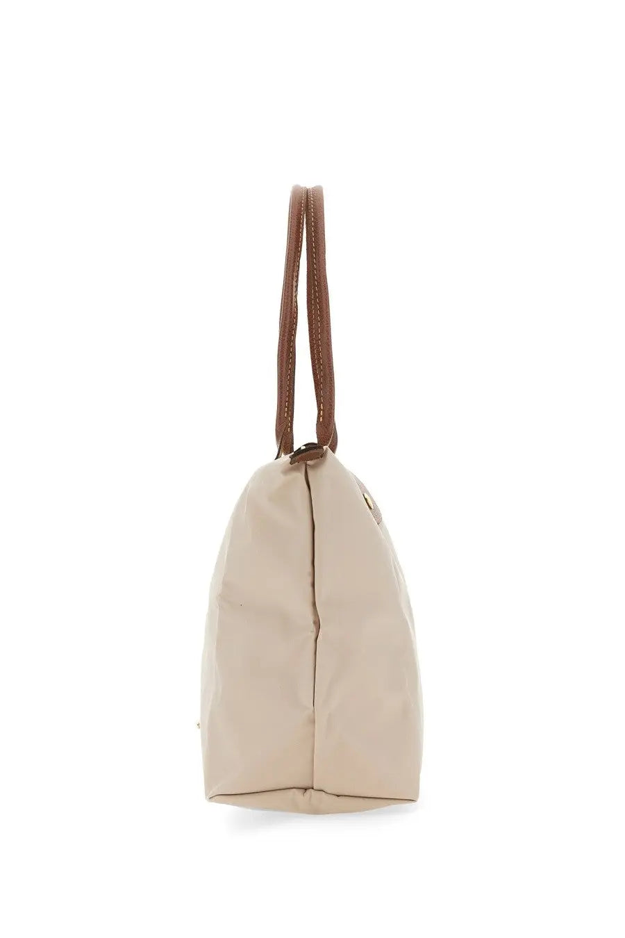 Beige canvas tote bag with brown leather handles from longchamp womens le pliage medium bag pink collection