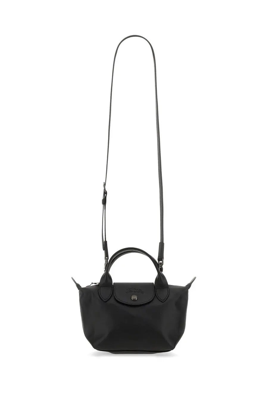 Longchamp women’s le pliage xtra mini bag black with sleek structured design and matching adjustable shoulder strap