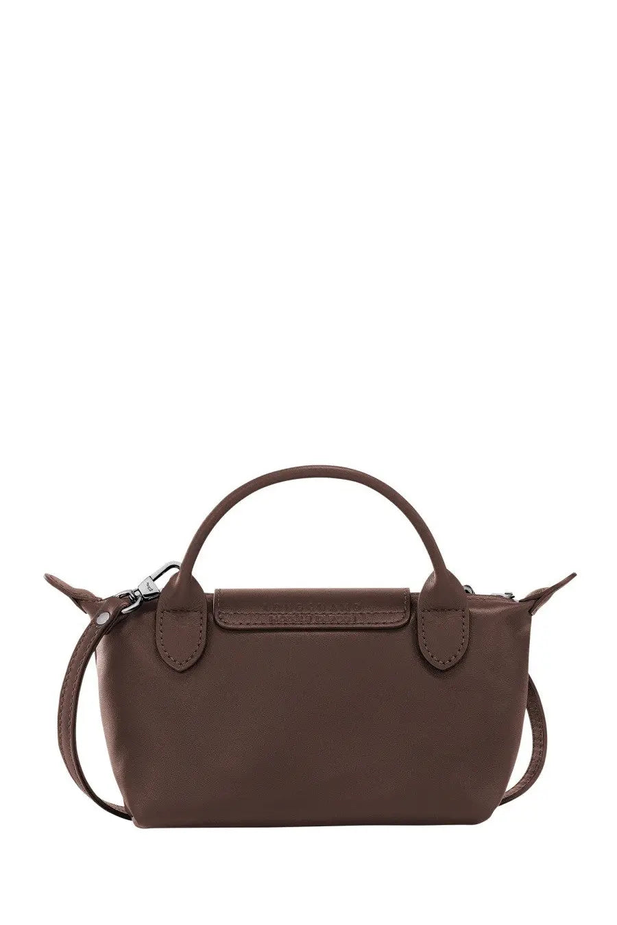 Longchamp women’s pochette le pliage xtra small brown brown leather handbag with top handle and detachable shoulder strap