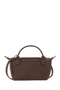 Longchamp women’s pochette le pliage xtra small brown brown leather handbag with top handle and detachable shoulder strap