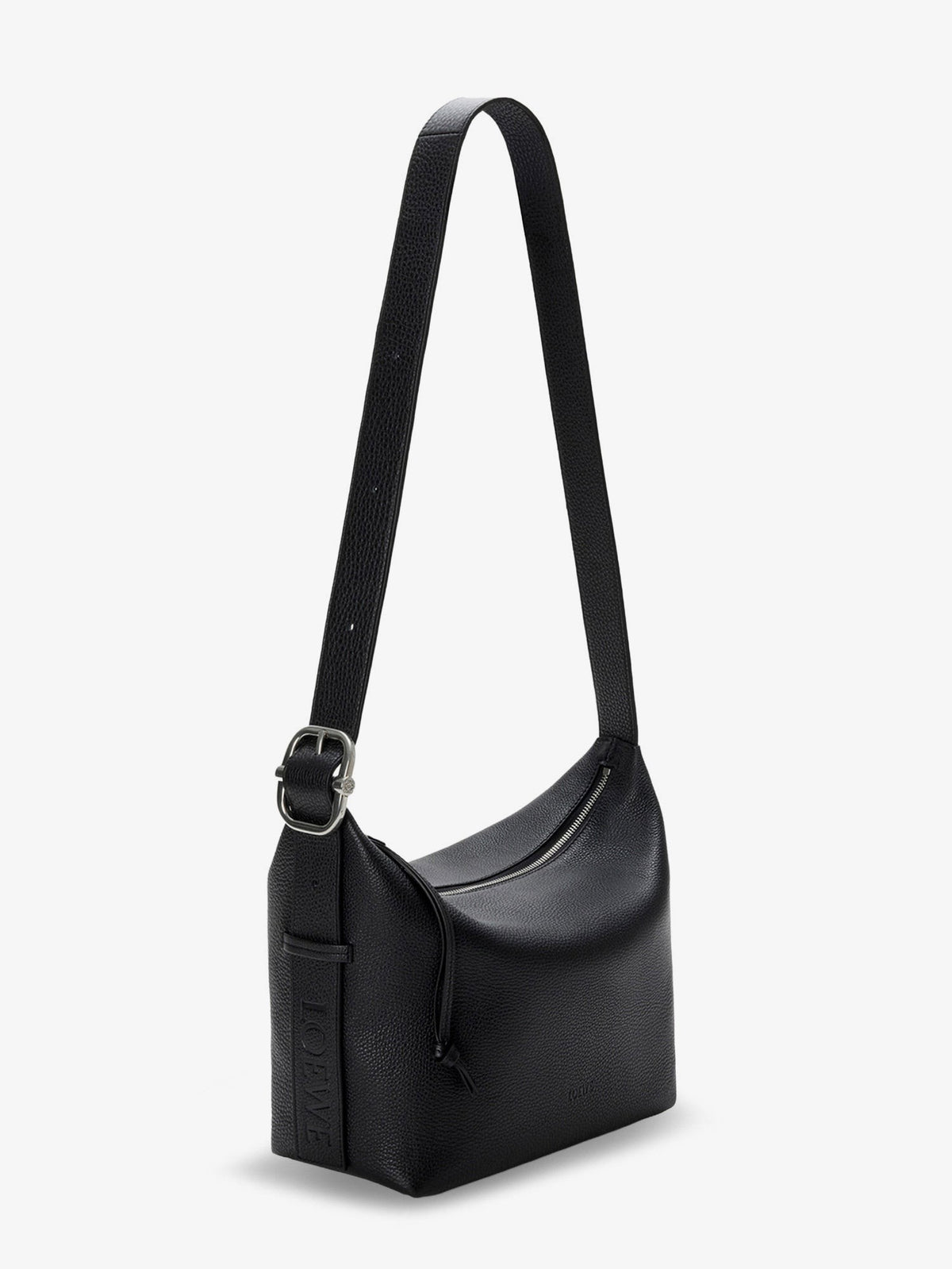 Loewe Men's Loop Leather Crossbody Bag Black
