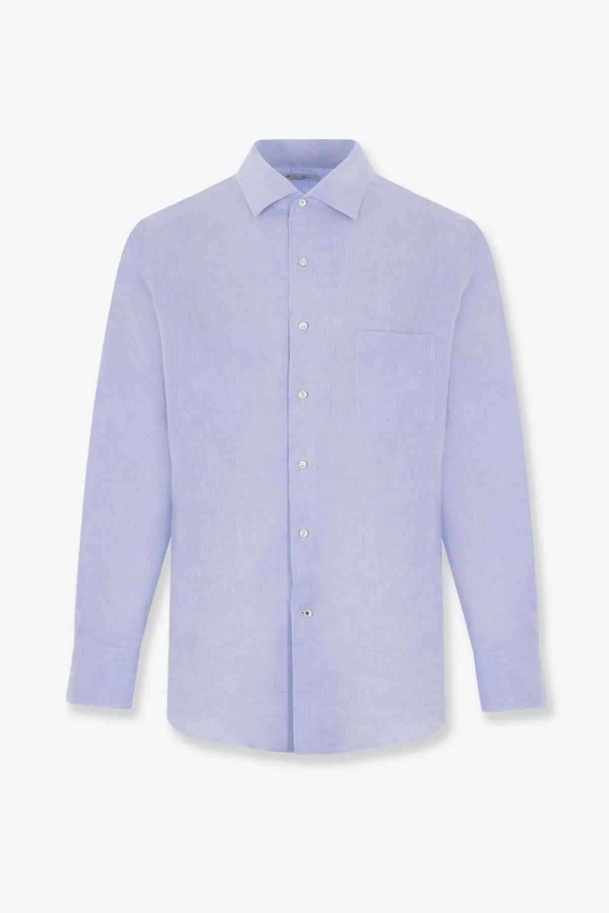 Loro Piana men’s Andrè linen shirt blue light blue long-sleeved button-down with classic collar and subtle texture