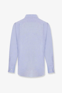 Loro Piana men’s Andrè linen shirt in light blue with long sleeves classic collar and buttoned cuffs