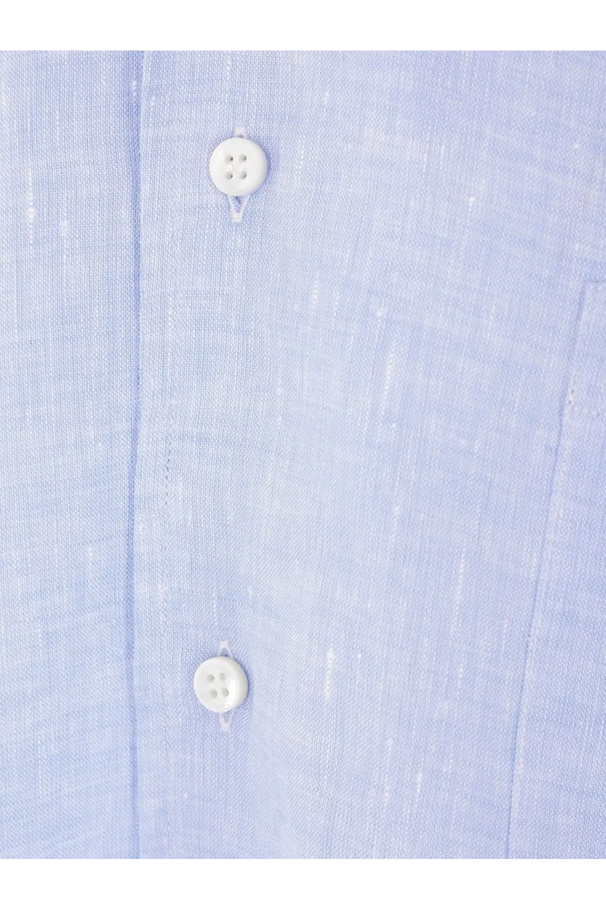 Loro Piana men’s André linen shirt blue with light blue fabric and white four-hole buttons for casual wear