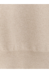 Beige knit hem with ribbed texture on a loro piana men’s baby cashmere white sweater