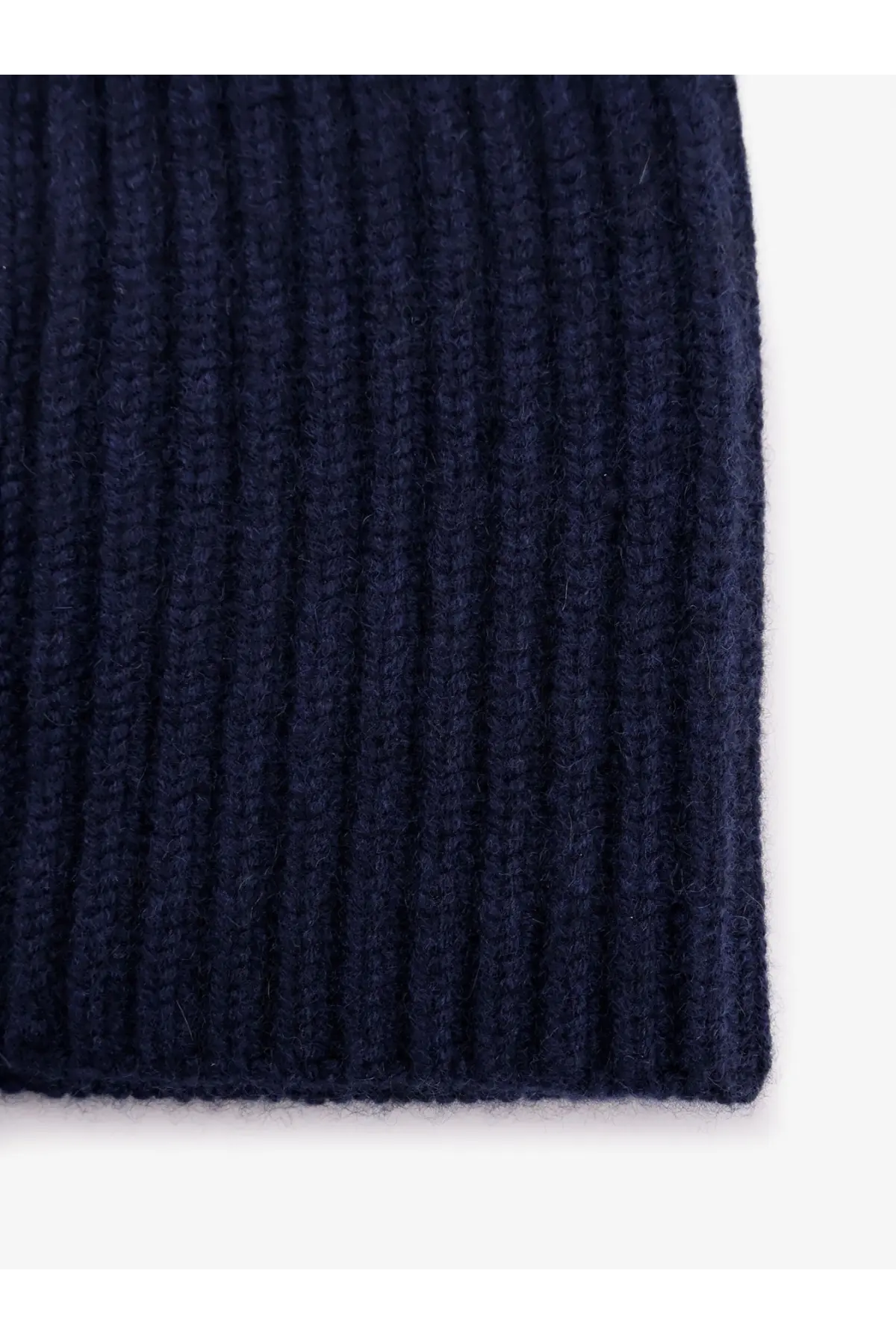 Deep navy ribbed knit beanie made of soft wool blend in loro piana men’s cashmere hat blue collection