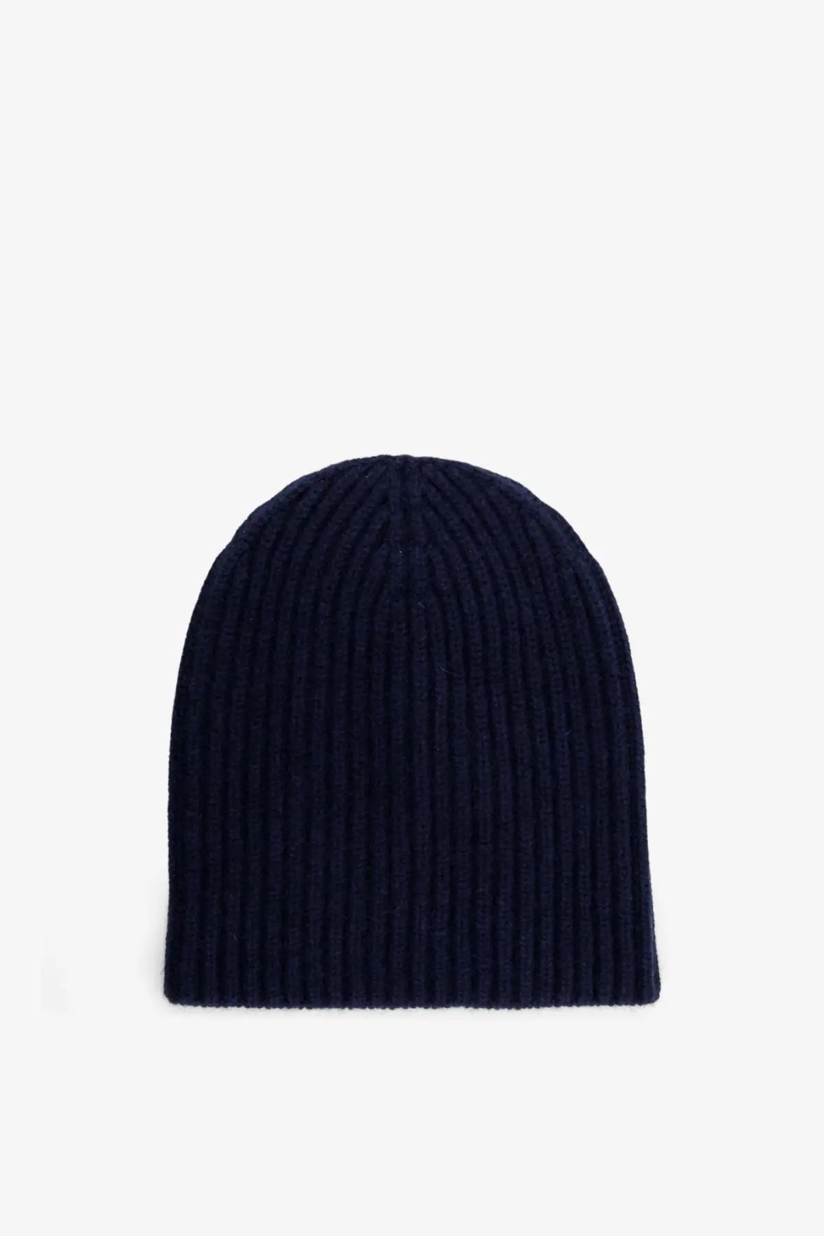 A navy blue ribbed knit cashmere beanie for men by loro piana ideal for cold weather wear