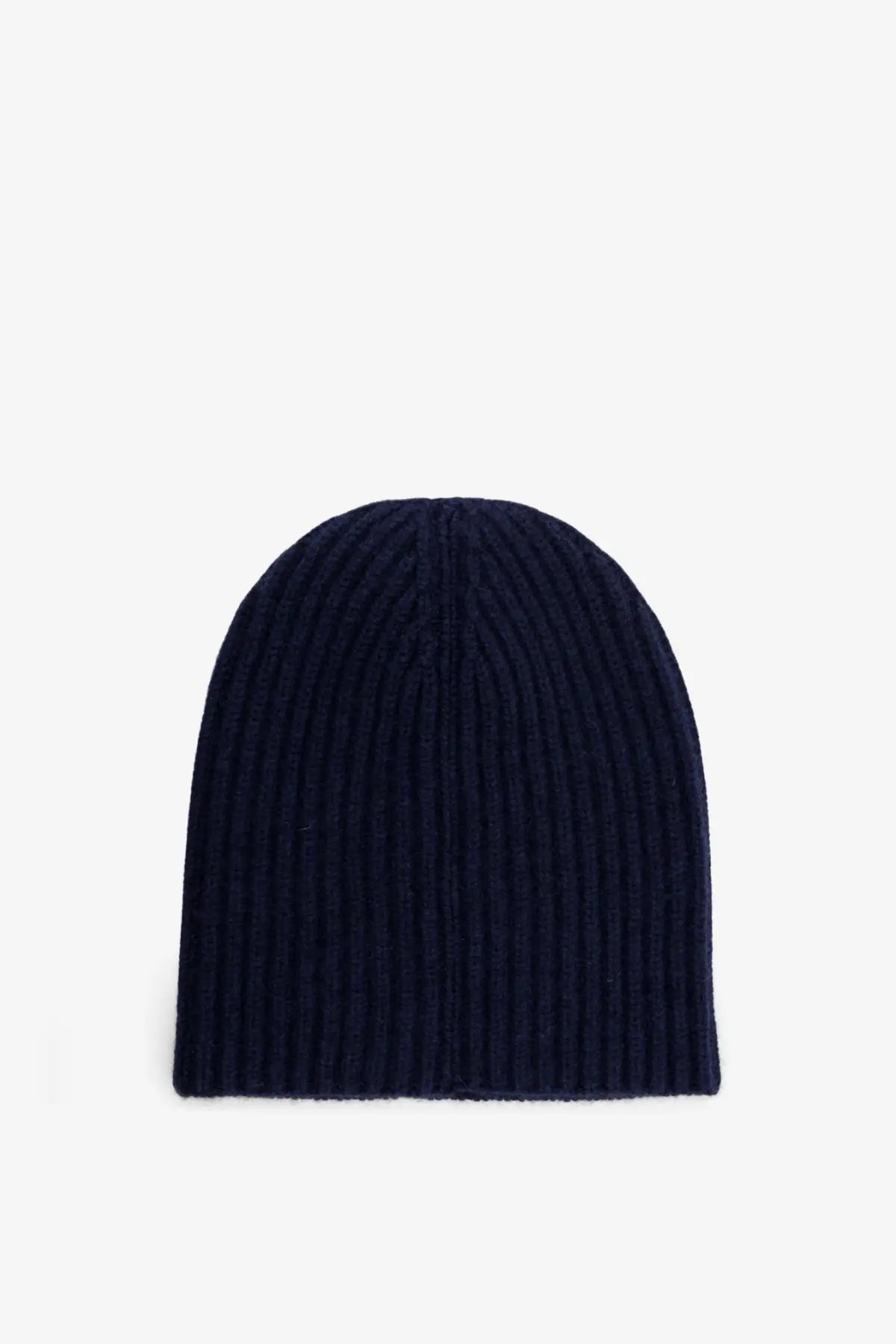 Navy blue ribbed knit beanie made of cashmere by loro piana for men offering warmth and luxury style