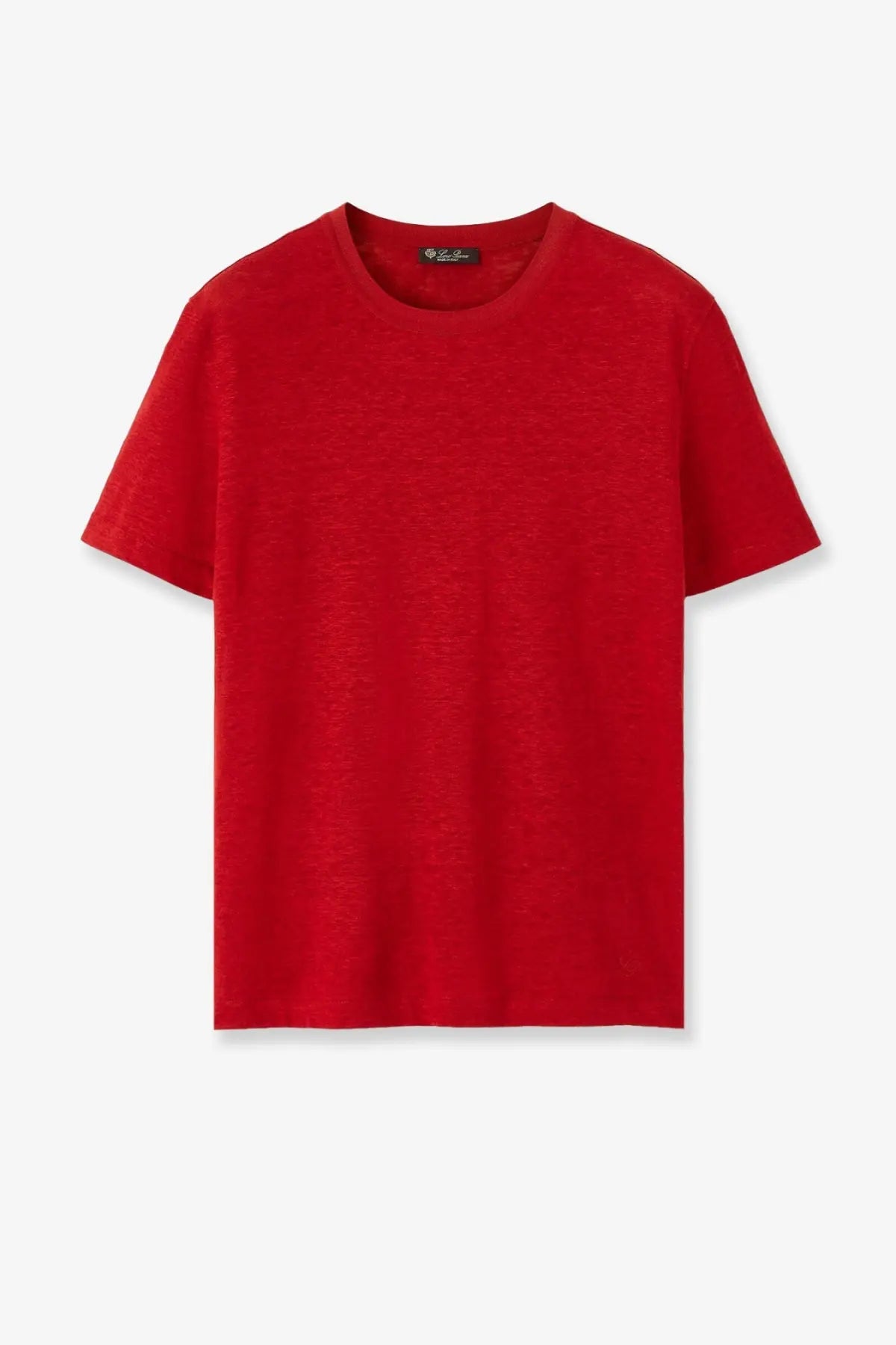 A vibrant red short-sleeved crew neck t-shirt made of soft textured fabric for casual wear
