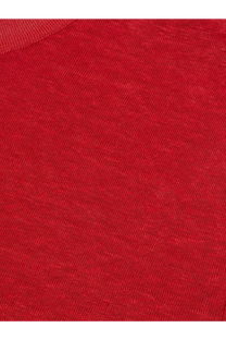 A vibrant red softly textured knit fabric with a subtle heathered finish on loro piana women’s gargano linen shirt beige