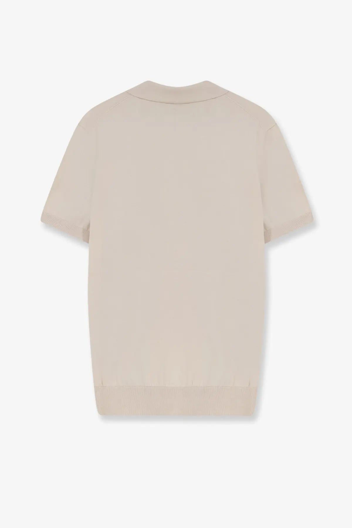 Loro Piana women’s beige Ice Wish cotton polo shirt with short sleeves classic collar and ribbed hem