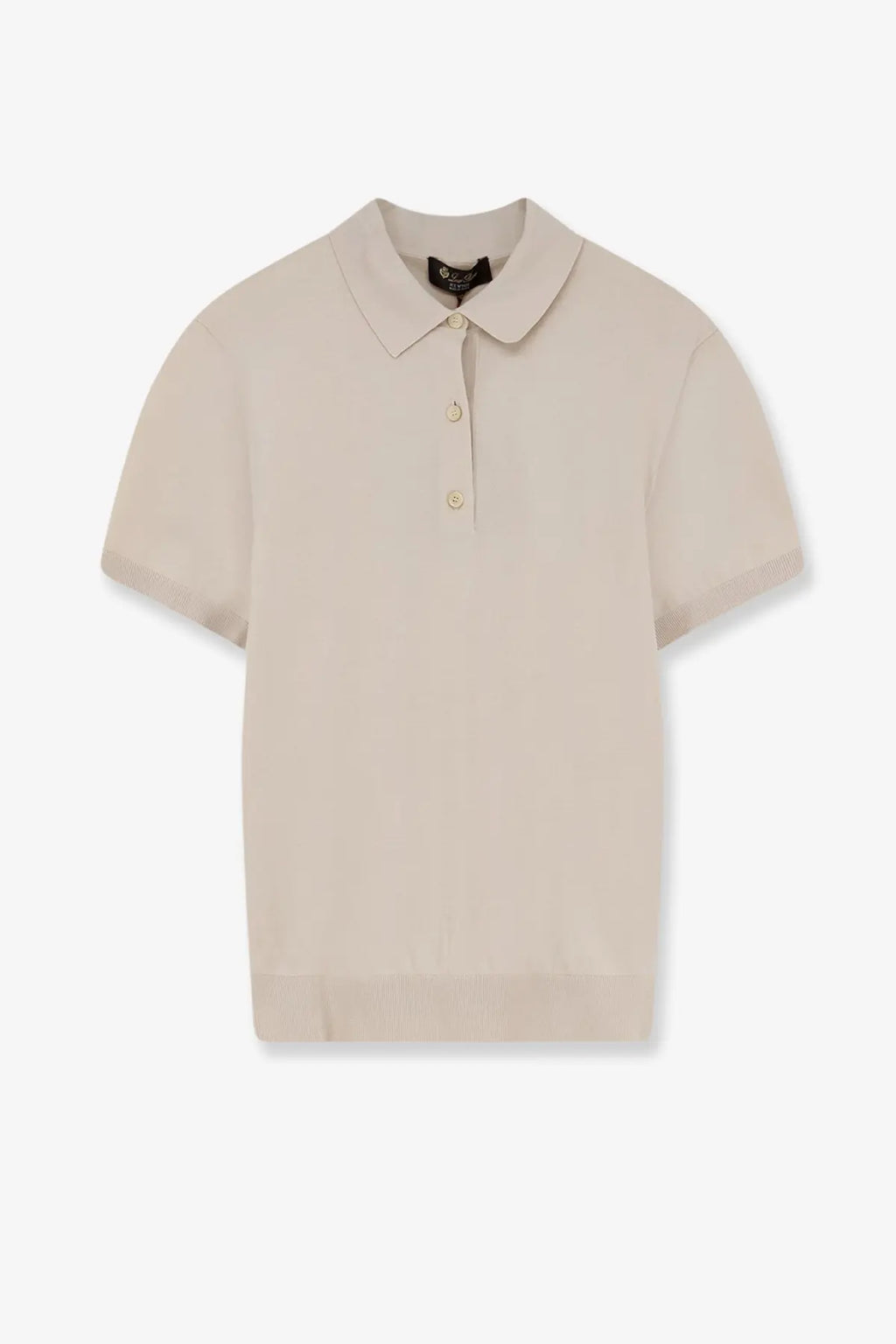 Loro Piana women’s beige ice wish cotton polo shirt with short sleeves classic collar and three buttons