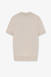 Loro Piana women’s ice wish beige cotton polo shirt with short sleeves classic collar and ribbed hem