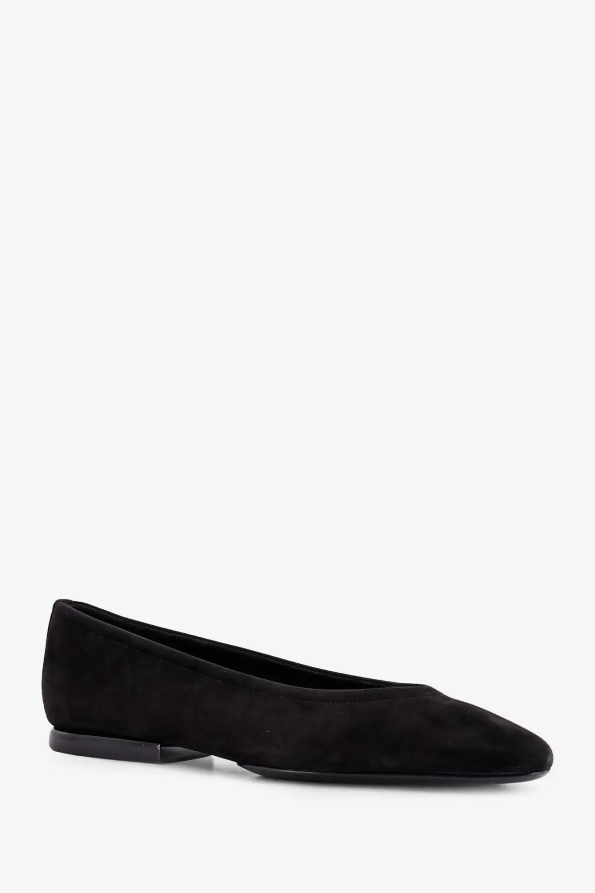 Loro Piana women’s primula black suede ballet flat with a sleek minimalist design and low-profile sole