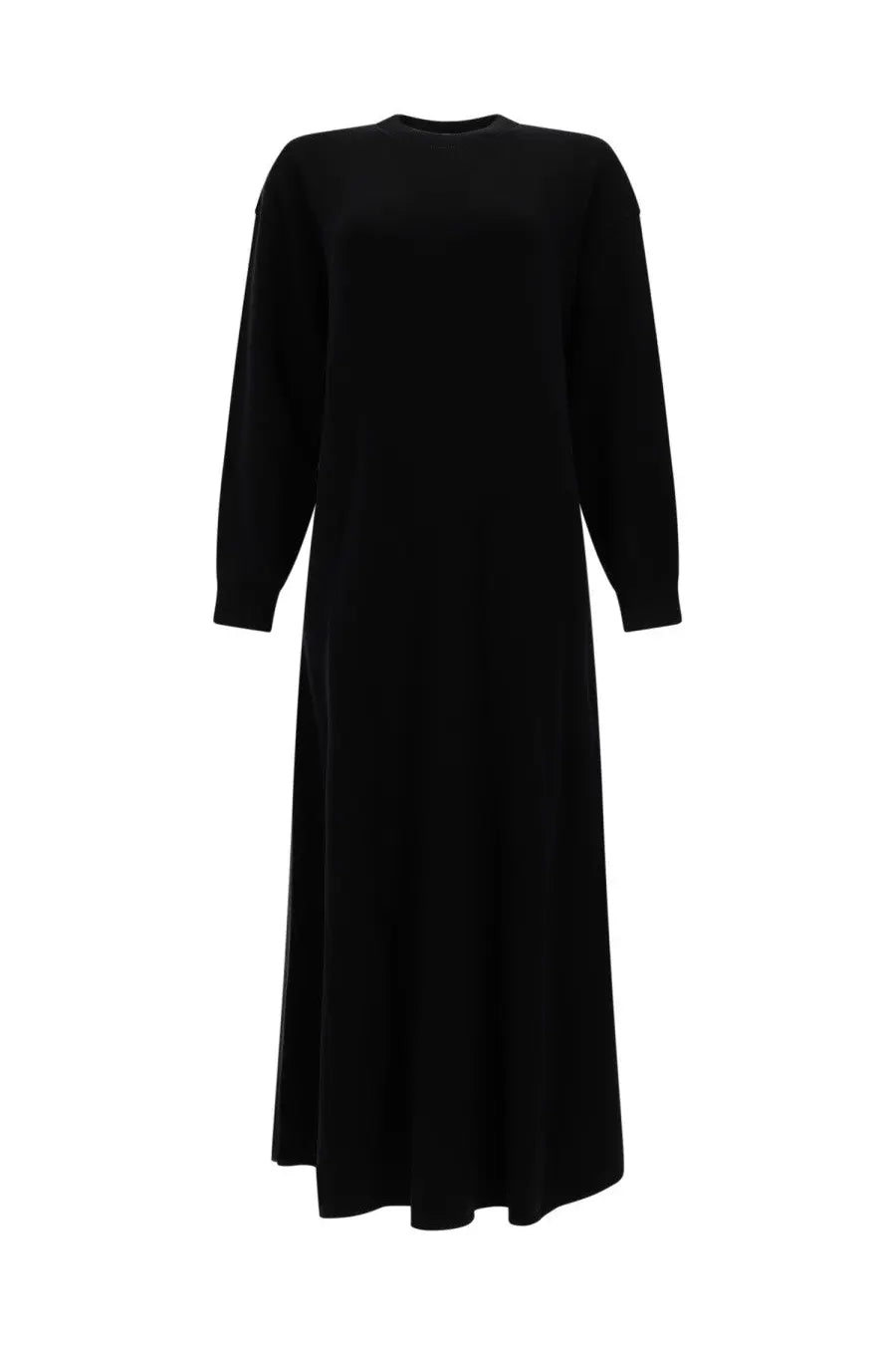 Loulou De Saison women’s abito lungo in maglia black long-sleeved floor-length knit dress with round neckline and relaxed fit