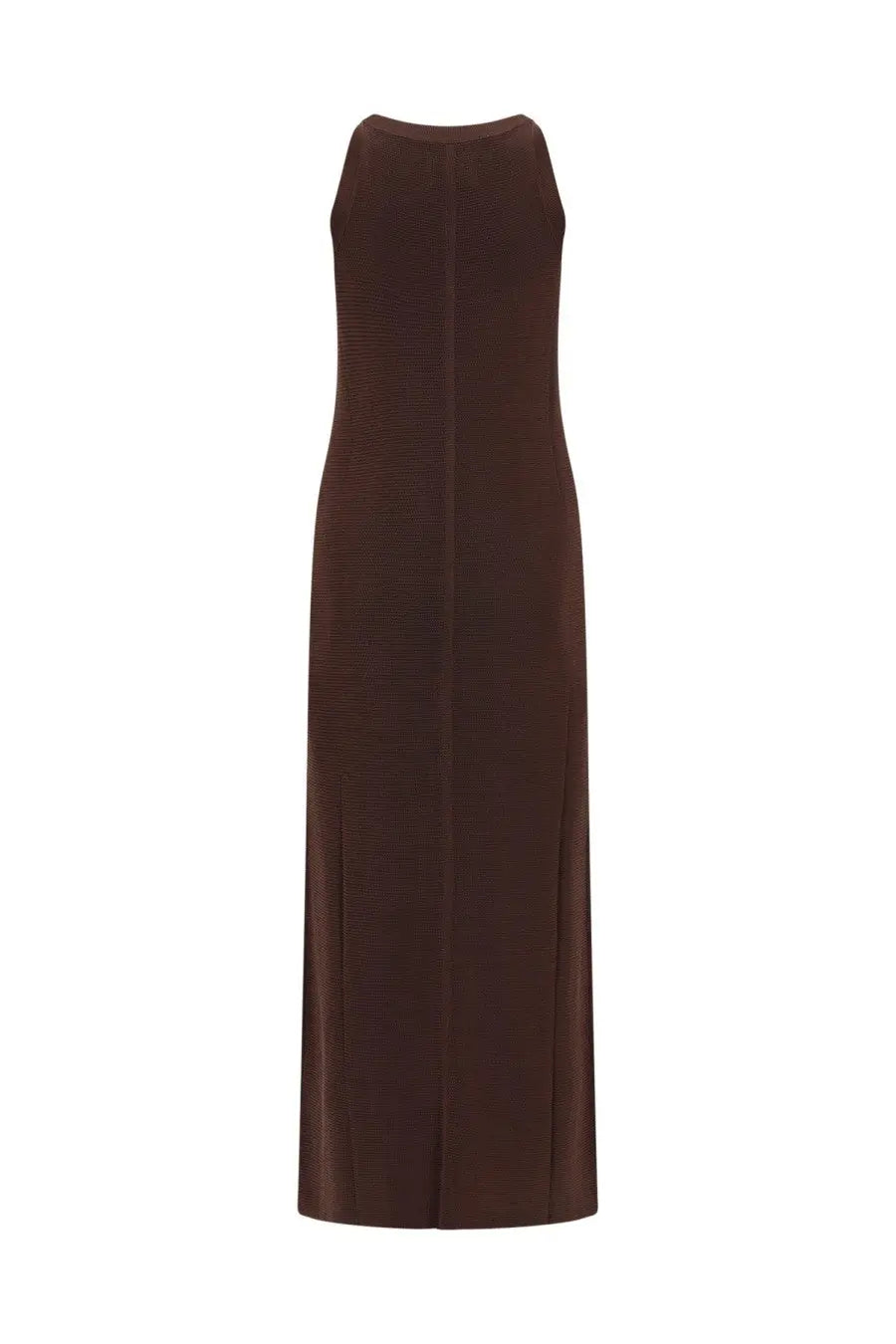 Loulou De Saison women’s abito lungo Pablo brown sleeveless maxi dress with ribbed texture and high neckline