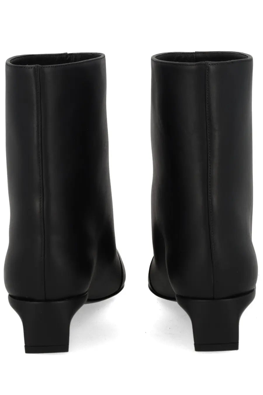Loulou de saison women’s black leather ankle boots with sleek minimalist design and low block heels