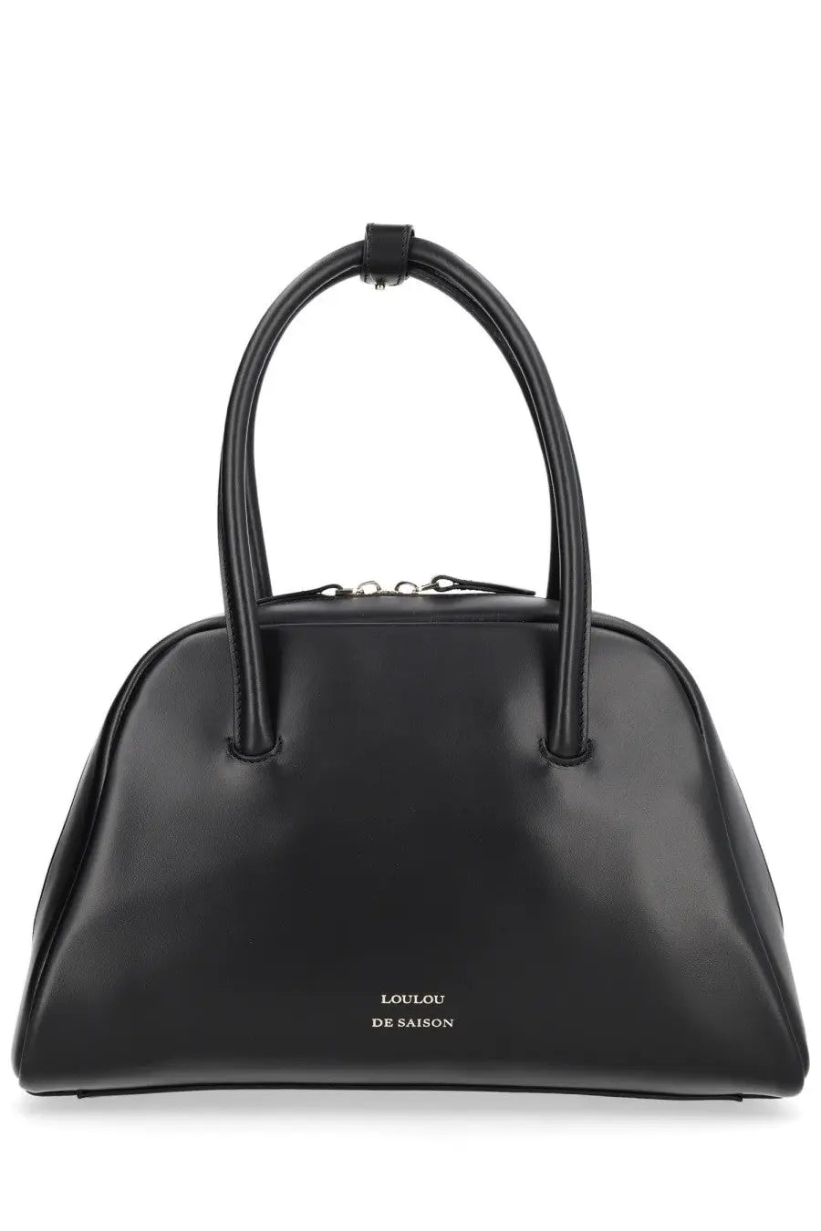 Black leather loulou de saison women’s borsa vesper small handbag with curved top handles and minimalist embossed logo