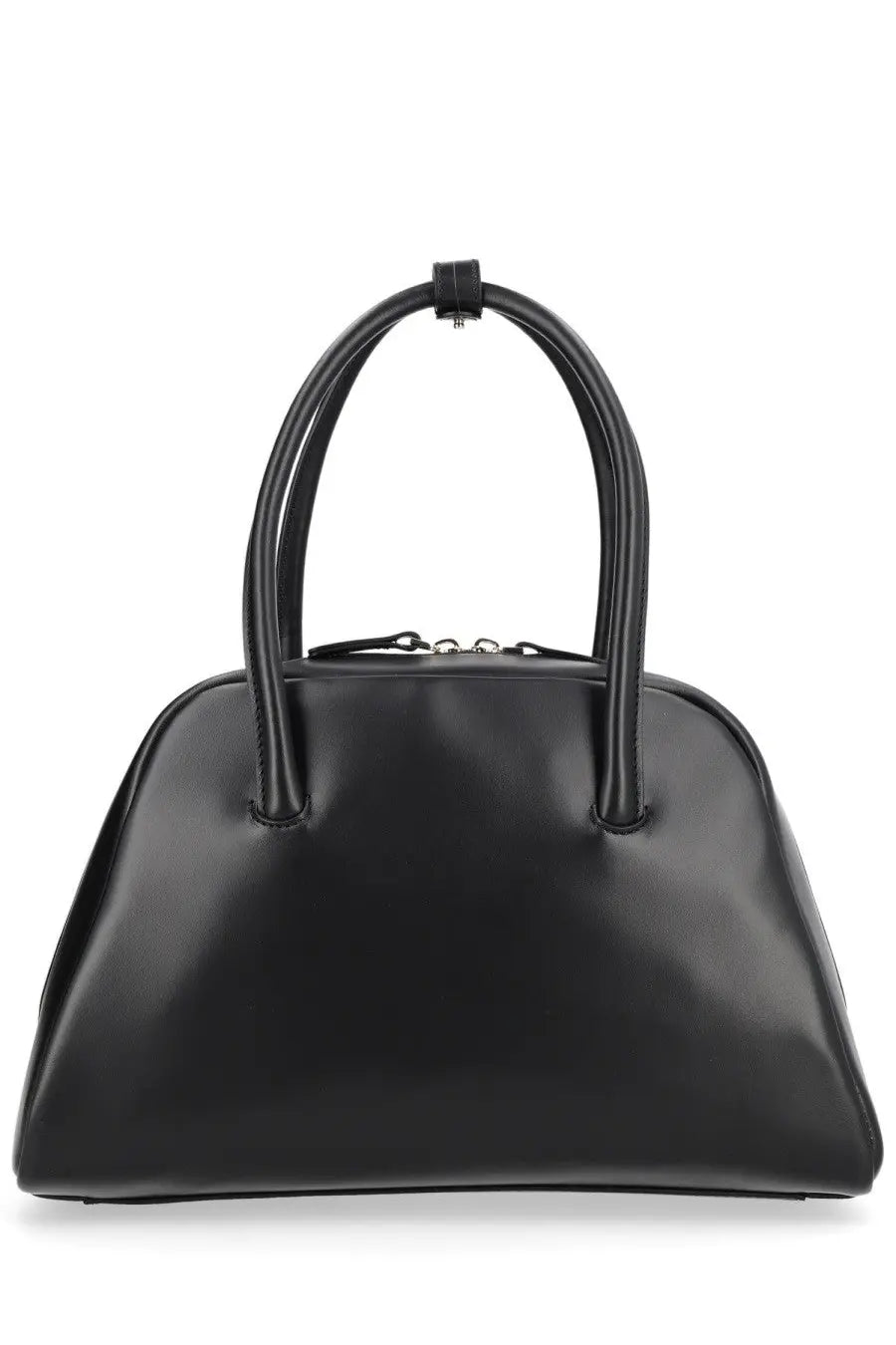 Black patent leather loulou de saison women’s borsa vesper small satchel with curved top handles and minimalist design