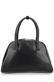 Black patent leather loulou de saison women’s borsa vesper small satchel with curved top handles and minimalist design
