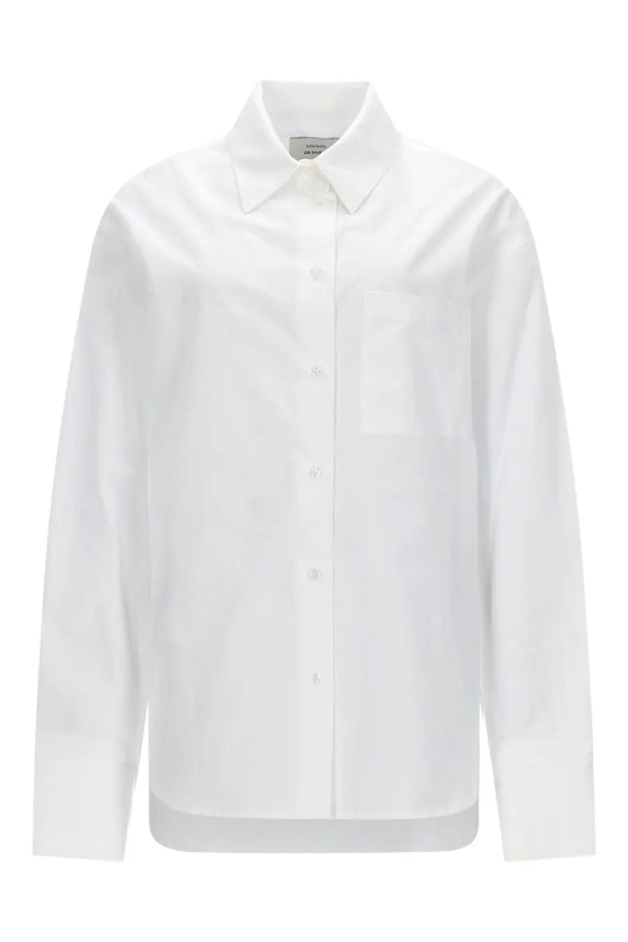 Loulou de saison women’s camicia lee white crisp white button-down shirt with classic collar and single chest pocket