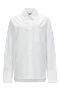 Loulou de saison women’s camicia lee white crisp white button-down shirt with classic collar and single chest pocket