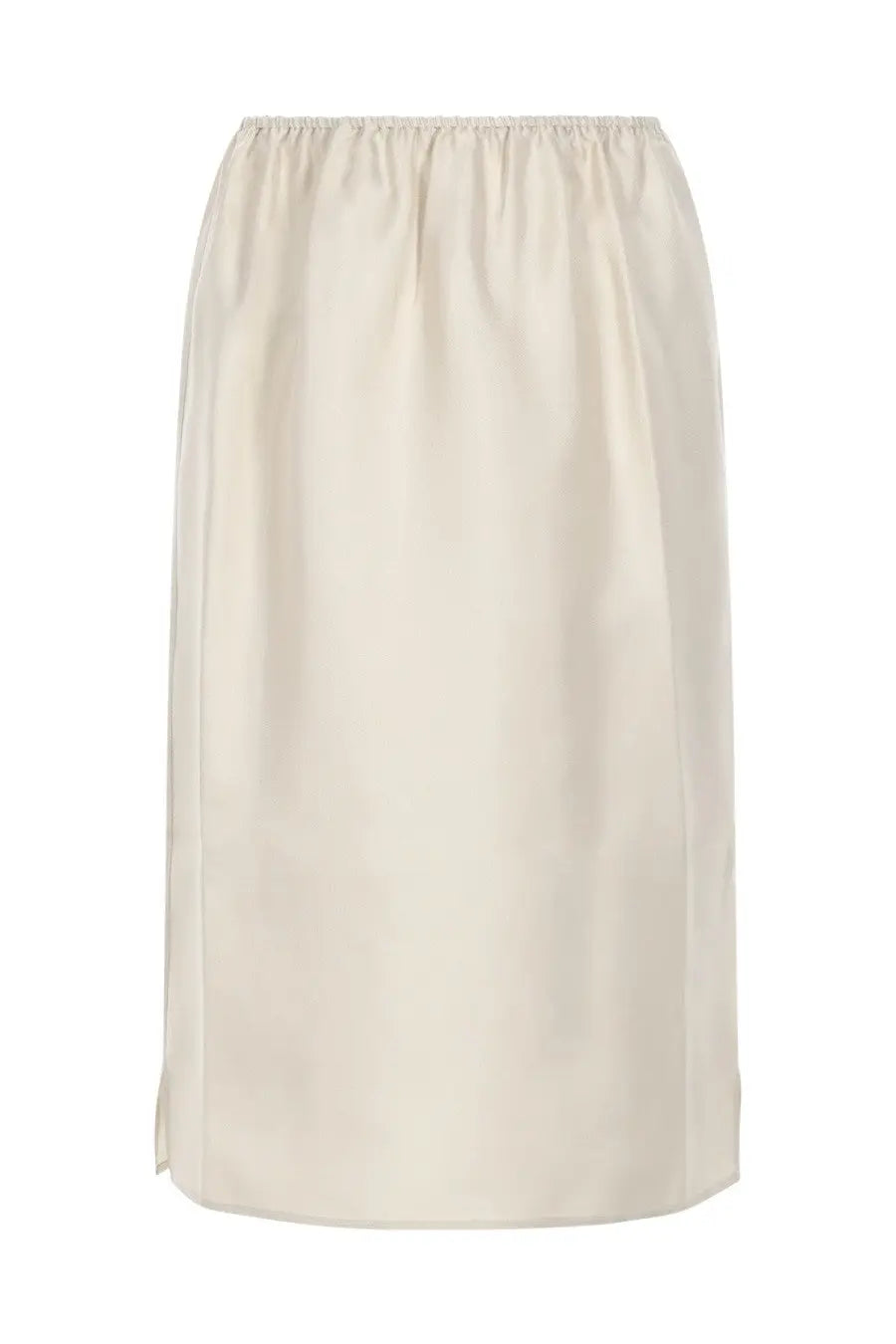 Loulou De Saison women’s gonna midi Vasali white cream-colored high-waisted satin skirt with side slits