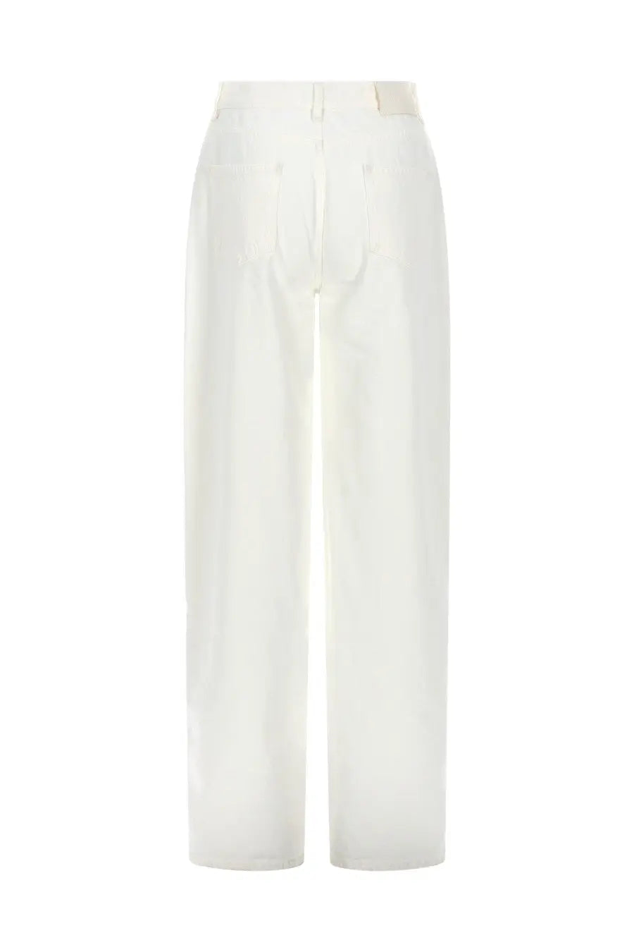 White high-waisted wide-leg trousers with minimalist design and subtle back pleats from loulou de saison