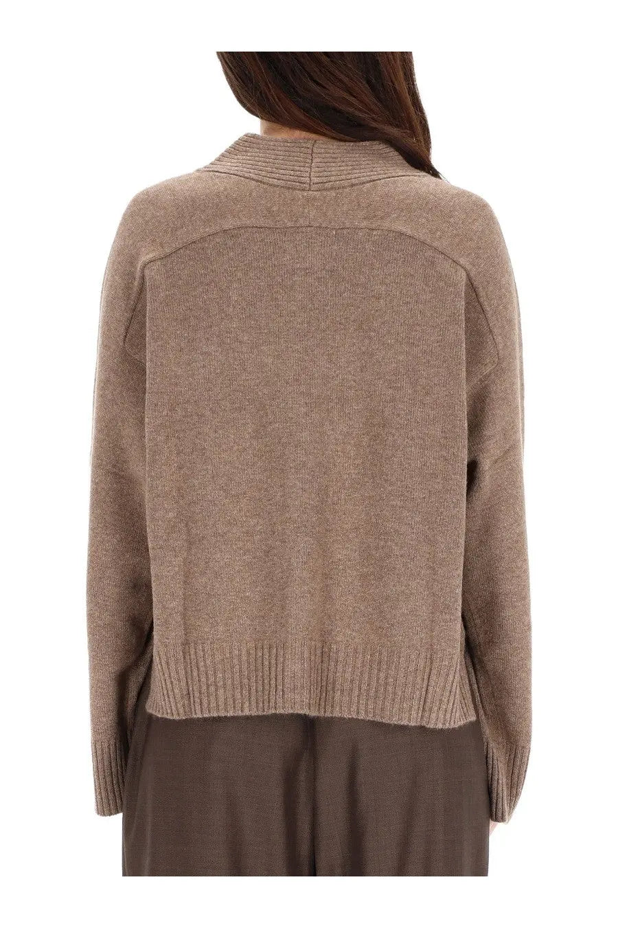 A cozy beige knit cardigan with ribbed collar and cuffs from Loulou De Saison womens Kaia Lds Cardigan Beige