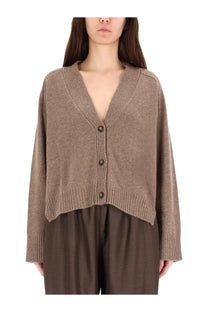 A soft taupe knit v-neck cardigan with button closure from loulou de saison womens kaia lds cardigan beige