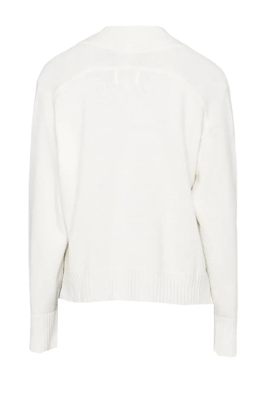 A soft off-white knit Loulou De Saison women’s Kaia cardigan with ribbed hem and cuffs made of cozy material